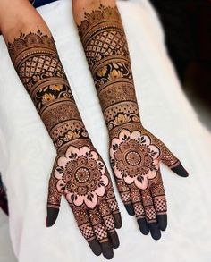 two hands with henna designs on them