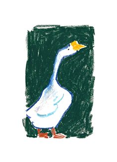 a drawing of a duck with a yellow beak