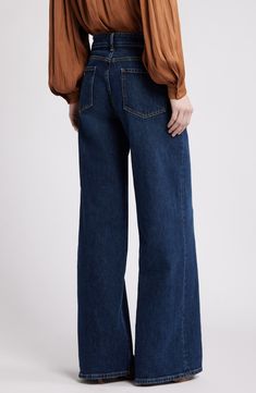 A dark-blue wash adds subtle polish to these high-waisted jeans cut from low-stretch denim so you can move easily through your day. Zip fly with button closure Side-seam pockets 77% cotton, 22% lyocell, 1% spandex Machine wash, tumble dry Imported High Waist Dark Wash Flare Jeans For Everyday, Modern High-waisted Denim Flare Jeans, Classic High Waist Dark Wash Flare Jeans, Dark Wash Rigid Denim Cropped Flare Jeans, Modern Cropped Leg Denim Flare Jeans, Cropped Leg Flare Jeans In Dark Wash, Modern Dark Wash Flare Jeans For Work, Modern Dark Wash Mid-rise Flare Jeans, Chic Dark Wash Jeans With Five Pockets