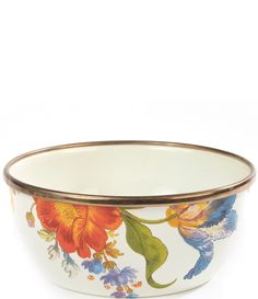 a bowl with flowers painted on it