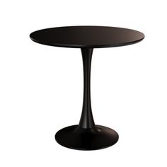 a black round table on a white background