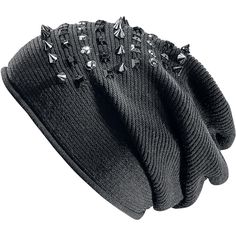 Black Beanie Hat, Different Shades Of Black, Mad Hat, Studs And Spikes, Decorative Stones, Goth Accessories, Band Outfits, Black Wardrobe, Cute Beanies