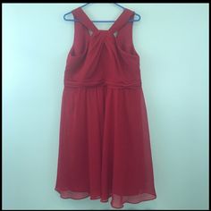 Empire Waist. Flowy Skirt. Deep V Back. Small Section Of Seam Has Come Undone On The Side. Easily Repaired. See Pictures. Dress Color Is Apple (Red). Davids Bridal Dresses, Come Undone, Apple Red, Flowy Skirt, Davids Bridal, Red Apple, Empire Waist, Chiffon Dress, Deep V