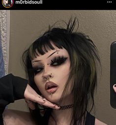 Goth Face Piercings, Goth With Piercings, Goth Club Makeup, Goth Formal Makeup, Casual Halloween Makeup, Makeup Looks Goth, Face Piercings Aesthetic, Hot Goth Makeup, Dark Makeup Ideas