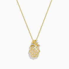 Novelty 14K Yellow Gold Diamond Pineapple Pendant Gem Diamonds, Effy Jewelry, Colored Gems, Diamond Shop, Pendant Rings, Precious Gems, Gold Yellow, Gold Style, Pink Sapphire