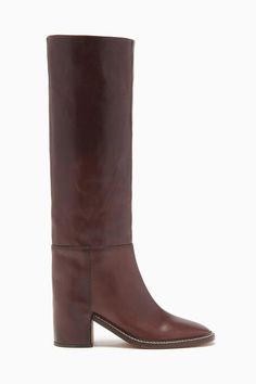 Elena Riding Boot - Chocolate Brown Leather Knee-High Heeled Boots - Ulla Johnson Malachite Green, Knee High Heels, Brown Riding Boots, Suede Leather Boots, Riding Boot, Cowboy Boot, Brown Leather Boots, Ulla Johnson, High Heel Boots