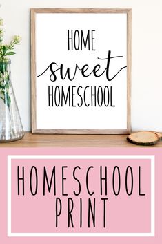 a wooden sign that says wilson family homeschool on it next to a vase with flowers