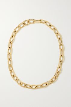 David Yurman reinterprets the classic chain with its 'Madison®' collection. A piece you can wear every day, this necklace is cast from 18-karat gold in alternating links - the textured 'Cable' design is a brand signature. Luxury Figaro Chain Jewelry For Formal Occasions, Luxury Formal Jewelry With Figaro Chain, Luxury Formal Figaro Chain Jewelry, Formal Yellow Gold Diamond Necklace With Chain, Luxury 14k Gold Figaro Chain Necklace, Luxury Oval Link Diamond Necklace For Formal Occasions, Luxury 14k Gold-tone Chain Necklace, Luxury White Gold Jewelry With Figaro Chain, Luxury 14k Gold Chain Necklace In Gold-tone