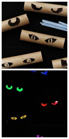 three different types of paper with eyes on them