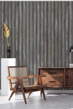 Image of a distressed corrugated steel wallpaper under the Urban Grit Fusion collection on HappyWall.com. Industrial Wall Panel, Metal Walls Interior, Iron Interior Design, Edgy Interior Design, Edgy Interior, Walls Interior Design, Steel Wallpaper, Corrugated Steel, Corrugated Iron