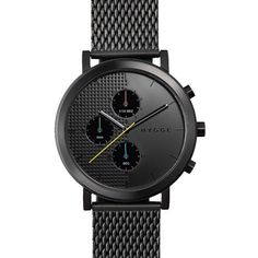 Hygge 2204 Series Black/Black Watch | Mesh Modern Black Watch With Subdials, Modern Matte Black Chronograph Watch With Subdials, Modern Black Chronograph Watch For Business, Modern Matte Black Watch Accessories With Subdials, Modern Matte Black Watch With Tachymeter, Minimalist Black Watch With Analog Display, Black Minimalist Watch With Analog Display, Black Minimalist Watch Accessories With Subdials, Minimalist Black Watch With Subdials