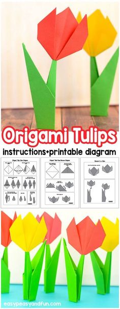 origami tulips instructions and printable diagram