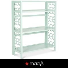 a white shelf with three shelves on each side and the words macy's above it