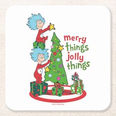 the cat in the hat christmas tree coaster