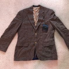 Nwt 1 M (42-44) 1 Xl (46-48) Brown Long Sleeve Suit For Fall, Brown Long Sleeve Sport Coat For Semi-formal Occasions, Brown Long Sleeve Semi-formal Sport Coat, Business Sport Coat With Pockets And Long Sleeves, Fitted Casual Tweed Jacket With Pockets, Fitted Casual Tweed Jacket, Semi-formal Sport Coat With Long Sleeves And Pockets, Semi-formal Sport Coat With Pockets, Brown Cotton Sport Coat With Notch Lapel