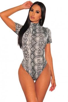 Detail•Keep your looks fierce and sexy with our snake print bodysuit•Mock neckline, short sleeves and best fitting stretchy fabric•The snake print is sexy wild to attract•Thong bottom with high cut•Cheap lingerie with bodysuit in thousands of chic styles Style: SexyPattern: PatchworkSize Type: RegularPackage: Each Piece In One Pp BagColor: GrayCategory: BodysuitsOccasion: BedtimeNeckline: StandPackage Contents: 1 X PieceSpecial Use: Exotic ApparelCategory: Bodysuits Size Chart (CM) Sizes Bust Wa Cheap Lingerie, Body Lingerie, Leotard Tops, Long Sleeve Leotard, Grey Bodysuit, Clubwear For Women, Mesh Bodysuit, Bodysuit Lingerie, Print Bodysuit