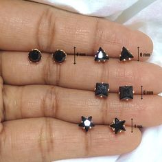 Earrings are set with Black CZ stone. -Size 6 mm -Sold as a pair Black Stone Earrings, Black Studs, Black Stud Earrings, Gothic Earrings, Black Stud, Tiny Earrings, Cz Earrings, Earrings Black, Black Stone