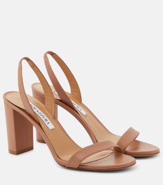 So Nude leather slingback sandals  in neutrals - Aquazzura | Mytheresa Neutral Sandals, Latest Sandal, Aquazzura Shoes, Designer High Heels, Slingback Shoes, Slingback Sandals, Shoes Heels Pumps, Evening Shoes, Slingback Sandal