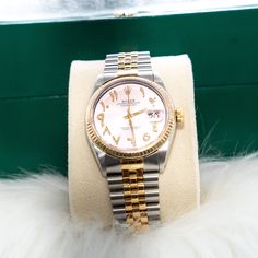 This product is avalilable to pick up in our Doral store.Features:100% Original and certified by Junior the Jeweler "Like new! Preowned watch" Classic Diamond Watch With Date Display As Gift, Classic Pink Diamond Watch For Formal Occasions, Elegant Pink Watch With Date Display, Arabic Numbers, Gold Cuban Link Chain, Dollar Bill, Rolex, Like New, Pick Up