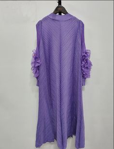 DETAILS: Please refer size chart before choosing Loose silhouette Ankle length Long lantern sleeve SIZE CHART: One size- Bust: 37"-55" Sleeve: 19.5" Shoulder: 13" Length: 49"-51" Long Sleeve Chiffon Midi Dress, Long Sleeve Purple Chiffon Maxi Dress, Purple Chiffon Long Sleeve Maxi Dress, Long Sleeve Chiffon Dress With Pleated Sleeves, Purple Long Sleeve Ruffled Maxi Dress, Purple Long Sleeve Maxi Dress For Spring, Purple Flowy Long Sleeve Midi Dress, Purple Long Sleeve Maxi Dress With Ruffles, Purple Long Sleeve Flowy Midi Dress