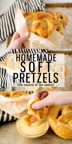 homemade soft pretzels with the text overlay