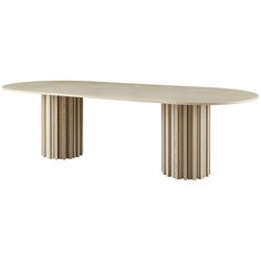 an oval table with two columns on each side