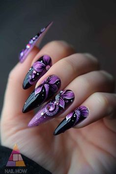 Nails Ideas Medium, Square Nails Ideas Medium, Nail Ideas Purple, Square Nails Ideas, Prom 2k24, 16 Nails, Dark Purple Nails, Neat Nails