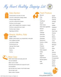 Diet Food Chart, Healthy Shopping List, Heart Healthy Snacks, Low Fat Yogurt