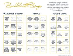 Bachelorette Bingo game card with gold text on a white background Bachelorette Sleepover, Bachelorette Bingo, Wedding Bingo, Reception Games, Wedding Activity, Wedding Reception Games, Gold Printable, Bachelorette Party Games, Wedding Activities