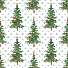 a christmas tree with gold trim on a white background seamless wallpaper, suitable to use as a backdrop or wrapping paper