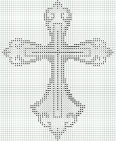 the cross is made up of small dots and has been stitched in to it