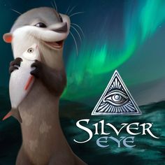 an animal holding onto another animal's eye with the words silver eye on it