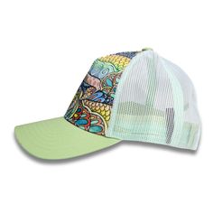 MID PROFILE FIT SPECS: 53% Polyester 47% Cotton Adjustable snapback closure One Size Fits All Mesh back Plastic snap Hard buckram One Size Fits All, Trucker Hat, Mesh, Hats