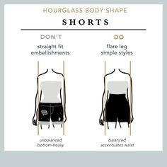 the body shape chart shows how short shorts can be worn for different types of clothing