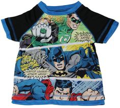 These flame resistant pajamas for children make bedtime fun! Featuring three favorite DC Comics superheroes in one, these pjs are sure to be instant favorites!�Short sleeve�top has Superman, Batman, and Green Lantern in Justice League Attack Mode. Elastic waist long pants feature logos for Batman, Superman, and Green Lantern, with speech bubbles and sound effects like in a comic book. Available in toddler sizes 2T - 4T, boys' sizes 4 - 7. 100% polyester. Officially licensed.•Officially licensed• Multicolor Short Sleeve Bedtime Top, Superhero Long Sleeve Tops With Character Print, Fun Character Print Tops For Playtime, Multicolor Character Print Short Sleeve Sleepwear, Multicolor Short Sleeve Sleepwear With Character Print, Fun Multicolor Character Print Sleepwear, Casual Bedtime Tops With Character Print, Fun Short Sleeve Bedtime Tops, Batman And Green Lantern