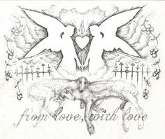 two doves with the words from love to peace written in black ink on white paper