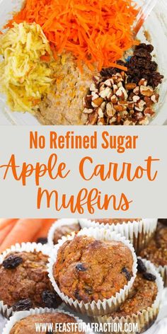 no refried sugar apple carrot muffins with text overlay