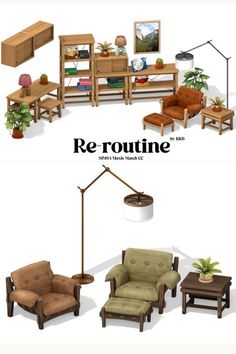 two different types of furniture with the words re - routine on them