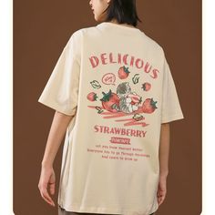 Vintage Cute Strawberry Oversizet Graphic Tee - graphictee.co Oversized Cute Shirt With Graphic Print, Cute Oversized Shirt With Graphic Print, Cute Oversized Graphic Print Shirt, Cute Oversized Letter Print Shirt, Oversized Cute Tops With Text Print, Oversized Casual Shirt With Funny Print, Cute Oversized T-shirt For Streetwear, Cute Oversized T-shirt With Text Print, Oversized Cartoon Print T-shirt For Spring