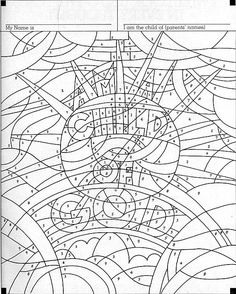 a coloring page with an image of a cat in the center and numbers on it