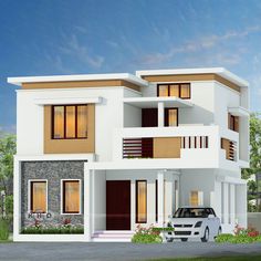 Modern Flat Roof House Architecture Design Flat Roof House Designs, House Models, Rock Texture, Kerala Home, Basalt Rock, Flat Roof House, Roof House, Front Elevation Designs