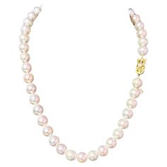 Magnificent and Very Rare Mikimoto Estate Akoya Pearl Necklace 18" 18k Y Gold 10 mm Certified $106,000 M106000 Estate Mikimoto 43 Pearls LARGE 10 mm 18 Inches 18 KT Yellow Gold Clasp TRUSTED SELLER SINCE 2002 PLEASE REVIEW OUR 100% POSITIVE FEEDBACKS FROM OUR HAPPY CLIENTS PLEASE SEE ATTACHED MIKIMOTO CERTIFICATE AND APPRAISAL FOR DETAILS Mikimoto New York 730 Fifth Avenue New York, NY 10019 FREE PRIORITY SHIPPING DETAILS Stone: Fine Quality Japanese Akoya Pearl Pearl Shape: Round Pearl Color: Pink/White Luster: Good Quality: A No. of Pearls: 43 Measurements: 9.5 x 10 mm Metal Color: Yellow Length: 18 Inches Material: 18k Yellow Gold This is a magnificent and elegant Estate Mikimoto Cultured Akoya pearl necklace that has been appraised and authenticated by Mikimoto in New York. This Rare G Mikimoto Jewelry, Fifth Avenue New York, Akoya Pearl Necklace, Mikimoto Pearls, Akoya Pearls, Pearl Color, Very Rare, Lovely Gift, Pearl Necklace