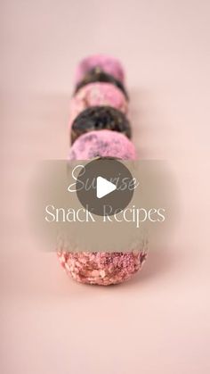 some kind of food that is on top of a pink surface with the words sushi snack recipes