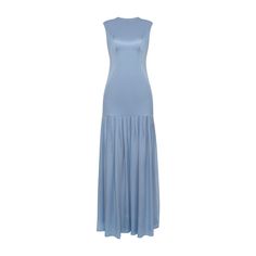 Celebrate Femininity with our Skye Pleated Silk Dress, embracing your silhouette with exquisite finesse. Expertly crafted from blue double silk satin, it features a fitted long bodice, gracefully tracing the curves of the body.  As the eye travels downward, it finishes into a semi-sheer silk charmeuse pleated skirt, adding to the feminine charm of this long dress. Features concealed zipper back fastening, ensuring a seamless finish.  Complete the sophisticated ensemble with a pair of high-heeled Fitted Floor-length Modal Satin Dress, Blue Silk Maxi Dress With Pleated Bodice, Fitted Silk Maxi Dress With Satin Finish, Blue Fitted Satin Evening Dress, Fitted Silk Dress With Satin Finish In Maxi Length, Fitted Modal Satin Evening Dress For Gala, Blue Silk Evening Dress With Pleated Bodice, Fitted Silk Dress With Pleated Bodice, Blue Satin Dress With Fitted Bodice