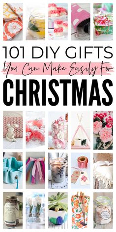 the cover of 101 diy gifts you can make easily for christmas, including jars and ribbons