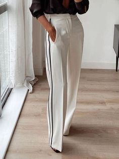 Colour Blocking Fashion, Plain Pants, Long Trousers, Elegant Blouses, Plus Size Pants, Long Sleeve Blazers, Urban Style, Type Of Pants, Urban Chic