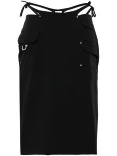 black rear zip-fastening compartment tied waist silver-tone hardware two front flap pockets two rear jetted pockets side slit straight hem Heliot Emil, Wardrobe Edit, Yoko London, Exclusive Fashion, Ballet Flat Shoes, Ski Wear, Lady Dior, Skirt Black, Jacket Tops