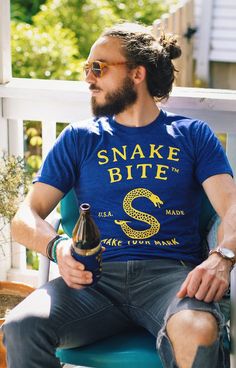 The Original Snake Bite Brand Tee *Updated for 2017* Track Shirt, Snake Bite, Heart On Your Sleeve, Snake Bites, The Snake, Branded Shirts, Heart On, Indigo Blue, The Original