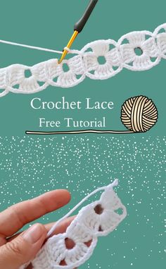 the crochet lace is being worked on