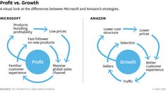 two diagrams showing the different stages of growth and profits in an amazon company's business